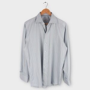 Eton Contemporary Dress Shirt Mens‎ L 16.5 42 Blue Multi Stripe Button Down